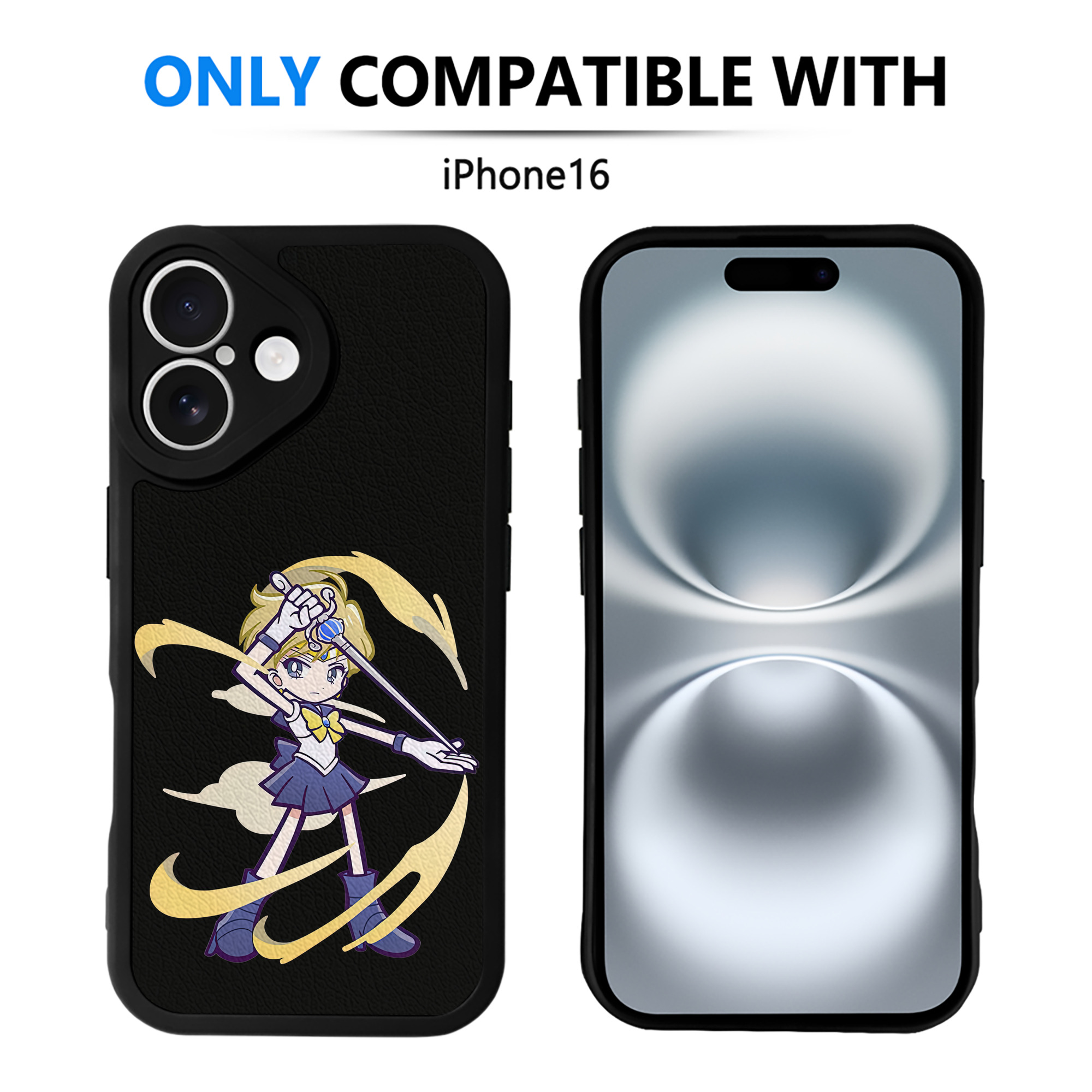 （画像用） 美少女戦士セーラームーン 天王はるか Sailor Moon Tenoh Haruka 【iPhone 16シリーズ対応】シリコンスマホケース（レザー調） 材質：シリコン